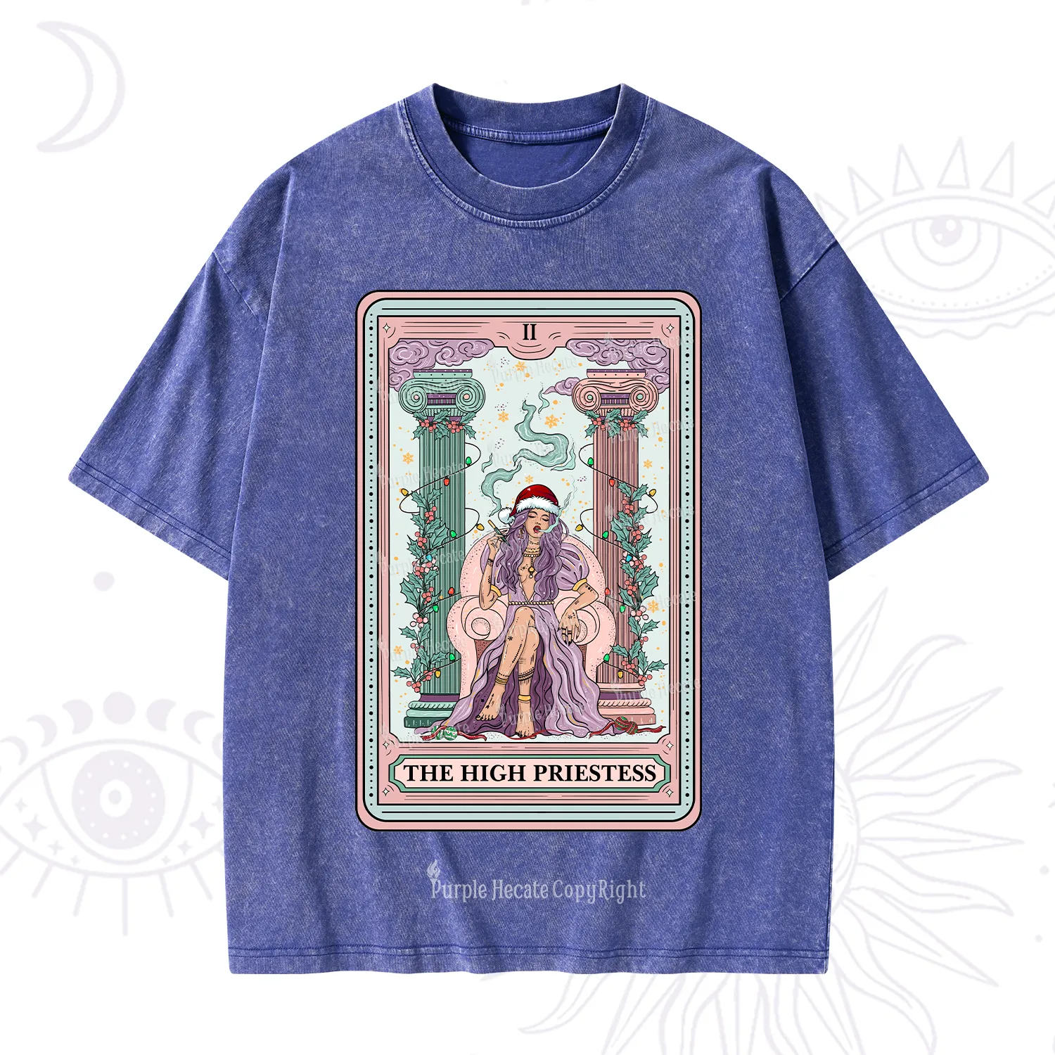 Purplehecate The High Priestess Tarot Card Christmas Washed T-Shirt