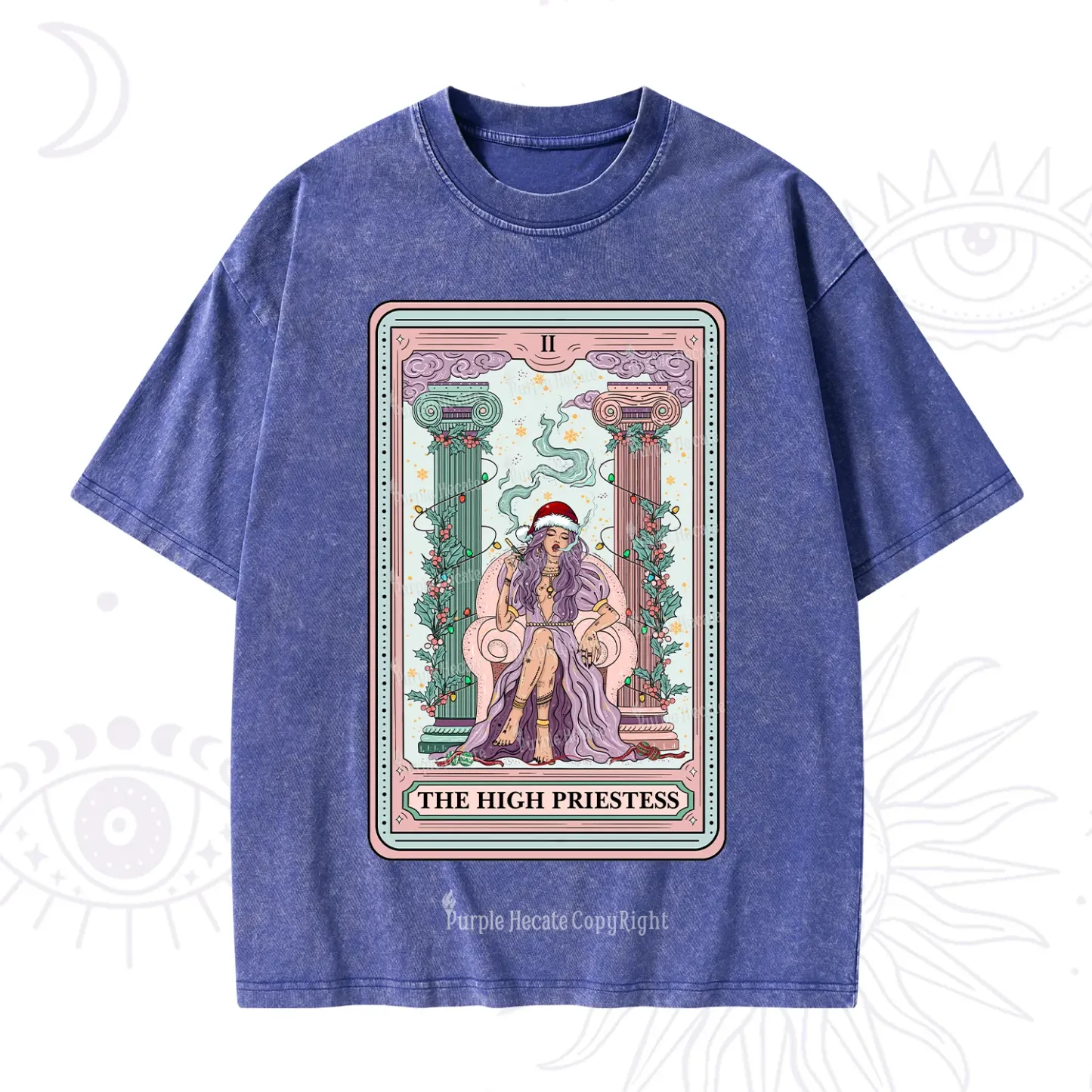 Purplehecate The High Priestess Tarot Card Christmas Washed T-Shirt