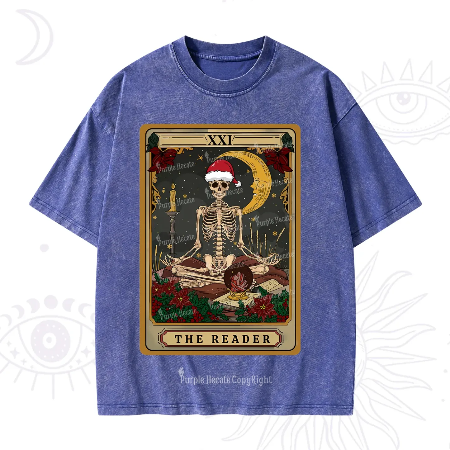 Purplehecate The Reader Tarot Christmas Washed T-Shirt