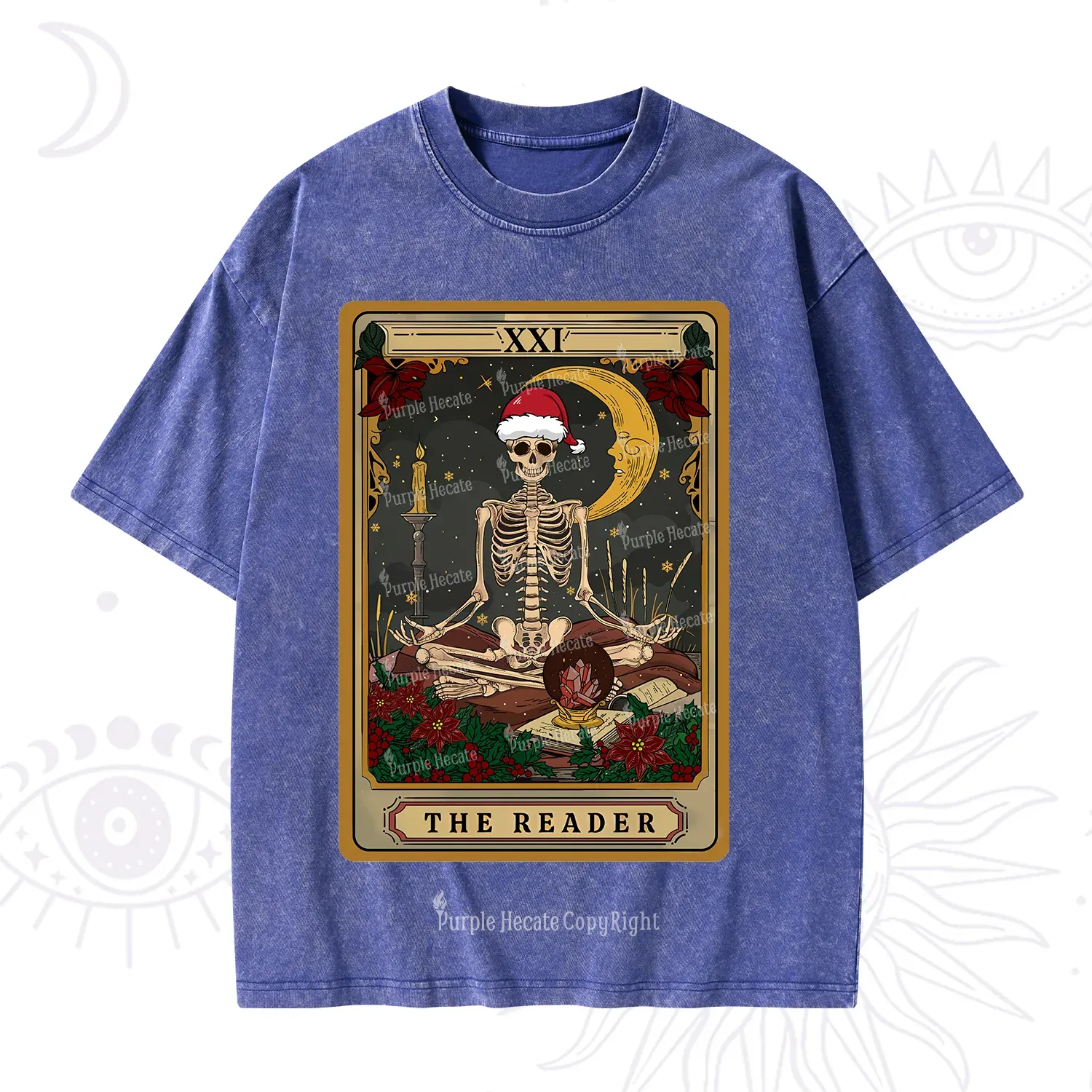 Purplehecate The Reader Tarot Christmas Washed T-Shirt