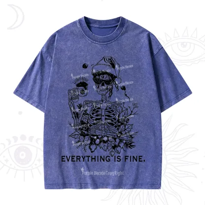 Purplehecate Everything Is Fine Christmas Washed T-Shirt