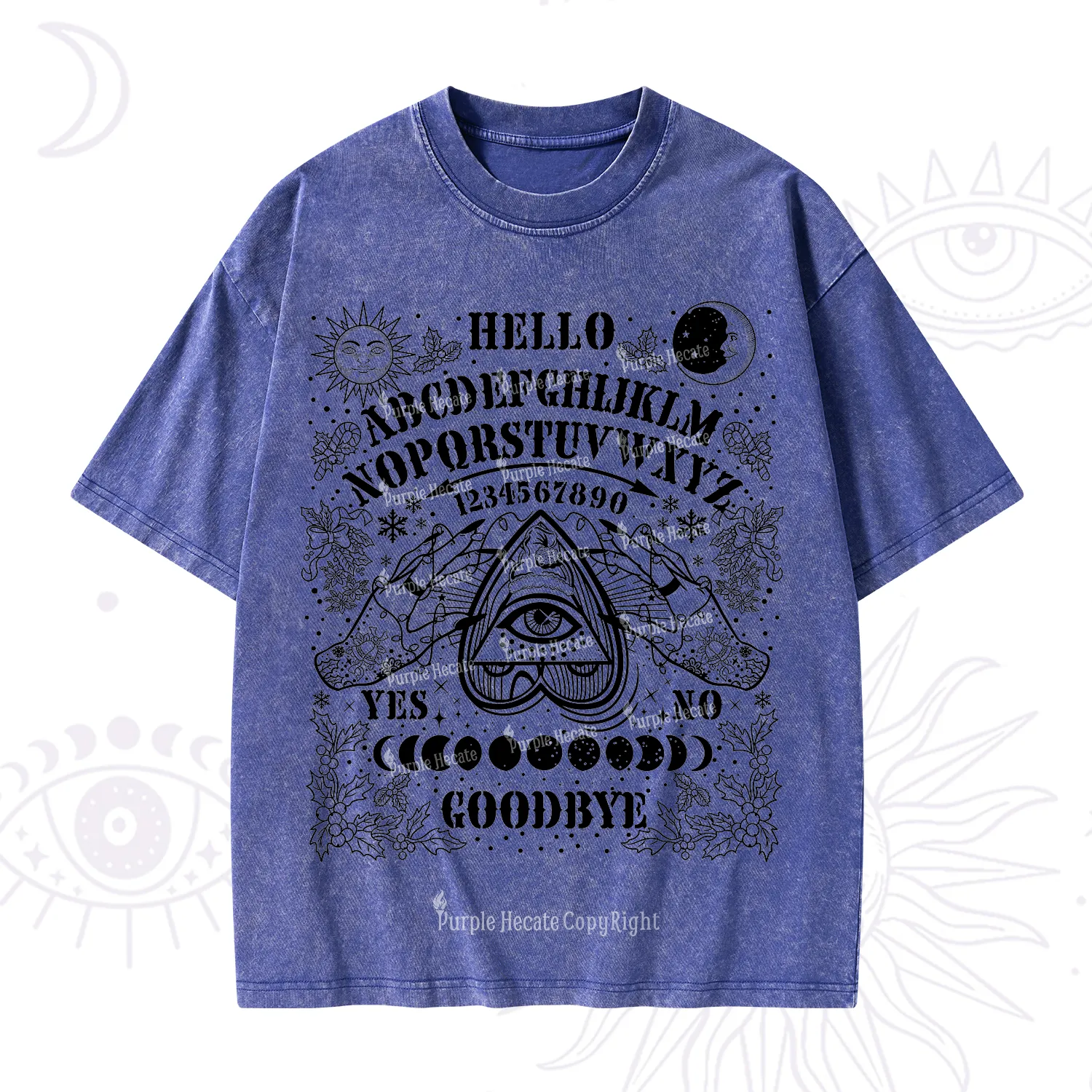 Purplehecate Hello Goodbye Witch Ouija Board Christmas Washed T-Shirt