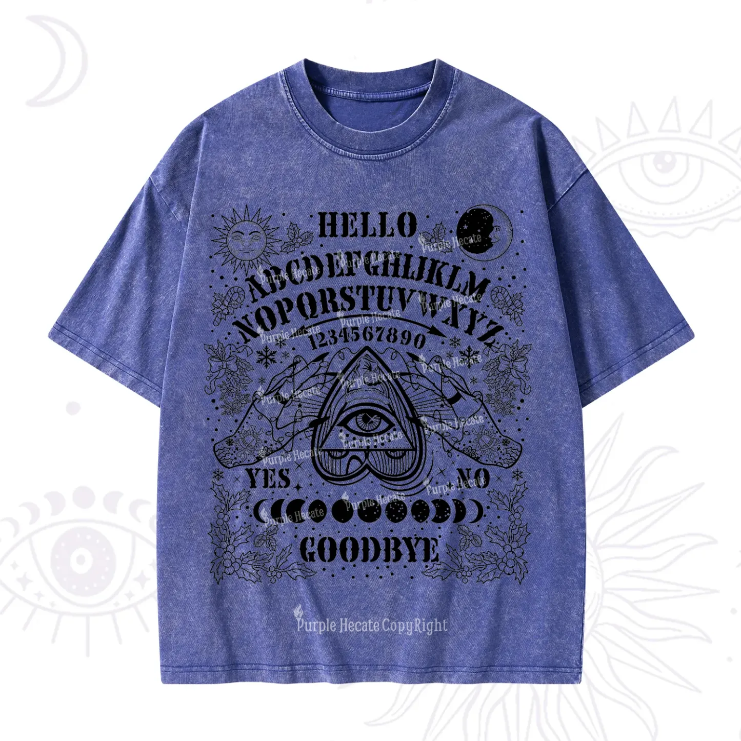 Purplehecate Hello Goodbye Witch Ouija Board Christmas Washed T-Shirt