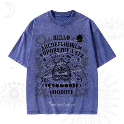 Purplehecate Hello Goodbye Witch Ouija Board Christmas Washed T-Shirt