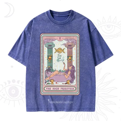 Purplehecate The High Priestess Tarot Christmas Washed T-Shirt