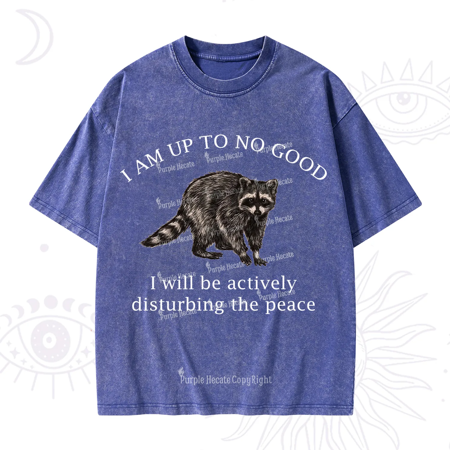 Purplehecate Trash Raccoon Backyard Wildlife Washed T-Shirt