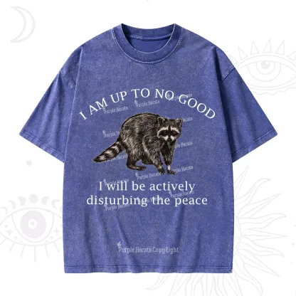 Purplehecate Trash Raccoon Backyard Wildlife Washed T-Shirt