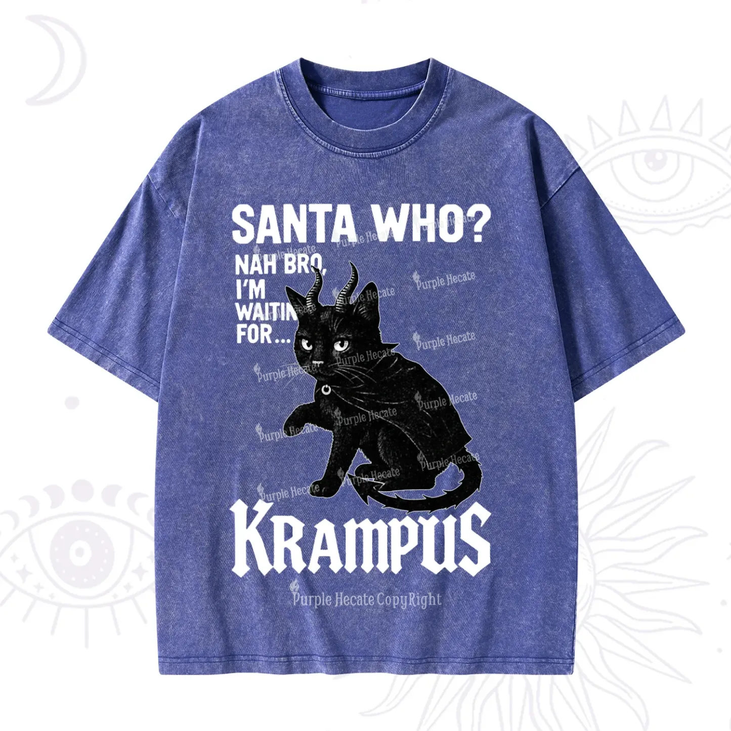 Purplehecate Santa Who? Nah Bro I'm Waiting for Krampus Christmas Washed T-Shirt