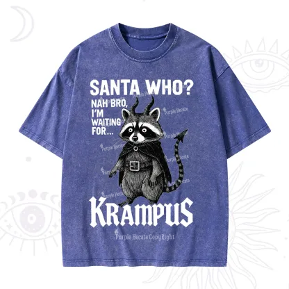 Purplehecate Santa Who? Nah Bro I'm Waiting for Krampus Christmas Washed T-Shirt