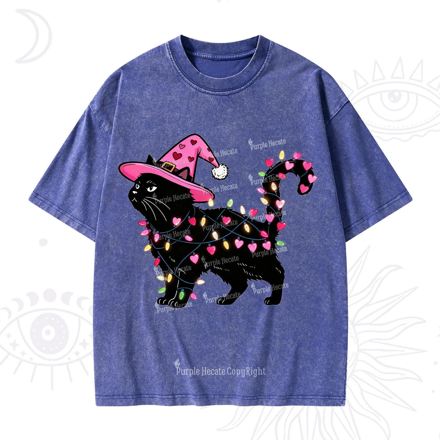 Purplehecate Cute Cat Valentine Washed T-Shirt