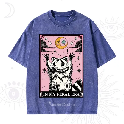 Purplehecate The In My Feral Era Tarot Raccoon Washed T-Shirt