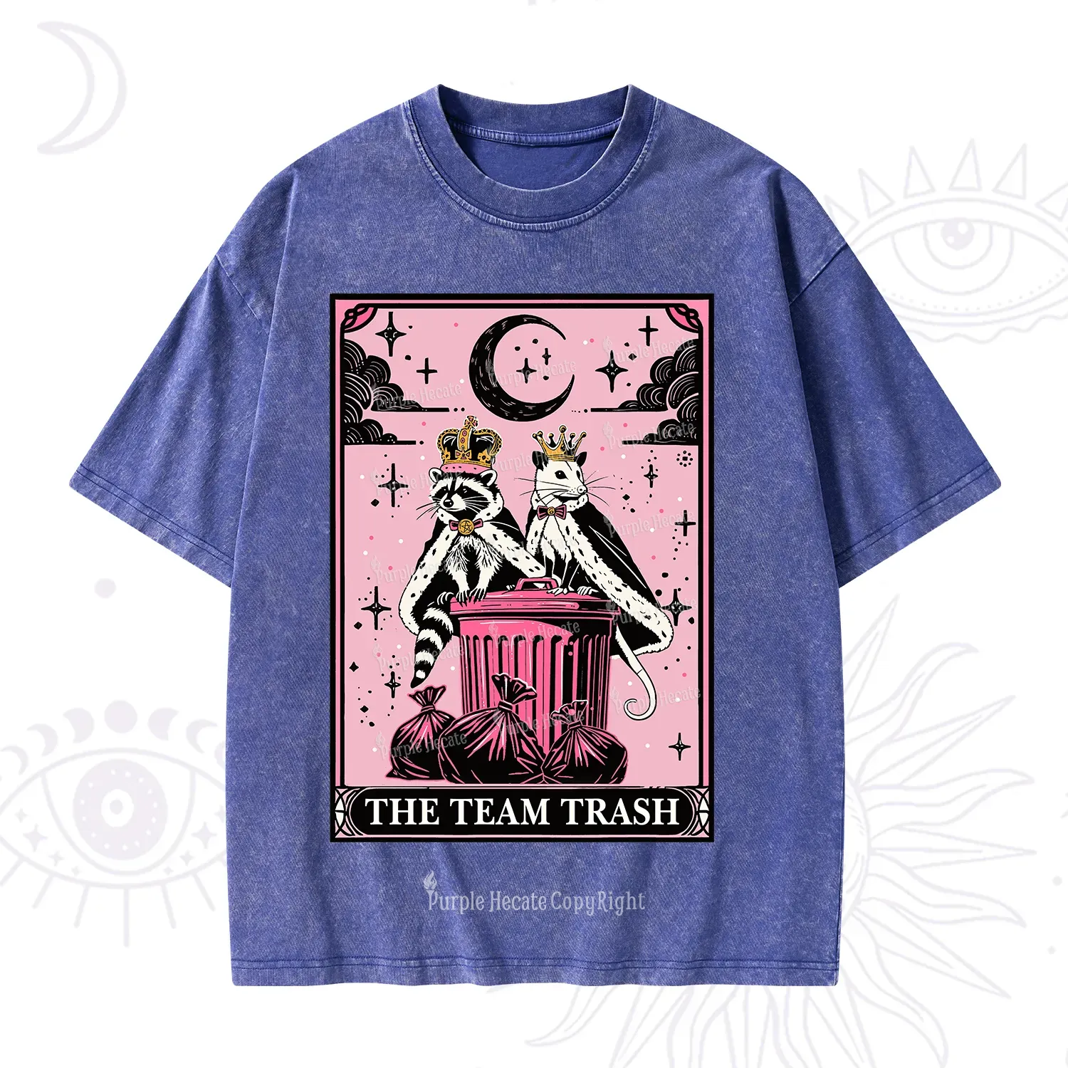 Purplehecate The Trash Kingdom's Tarot Opossum and Raccoon Washed T-Shirt