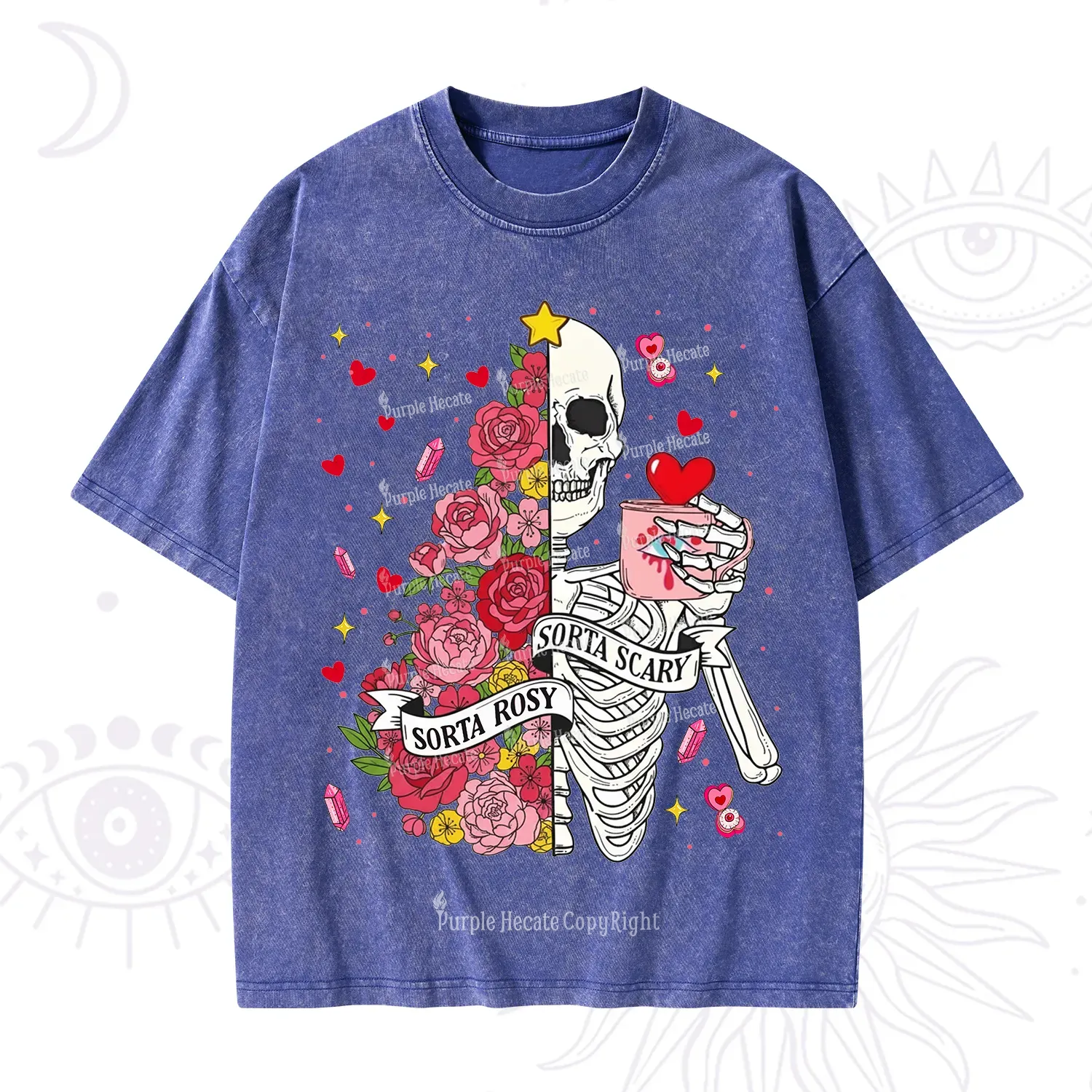 Purplehecate Sorta Rosy Sorta Scary Valentine Washed T-Shirt