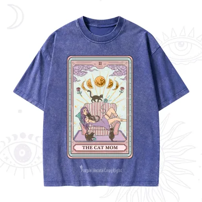 Purplehecate The Cat Mom Tarot Washed T-Shirt