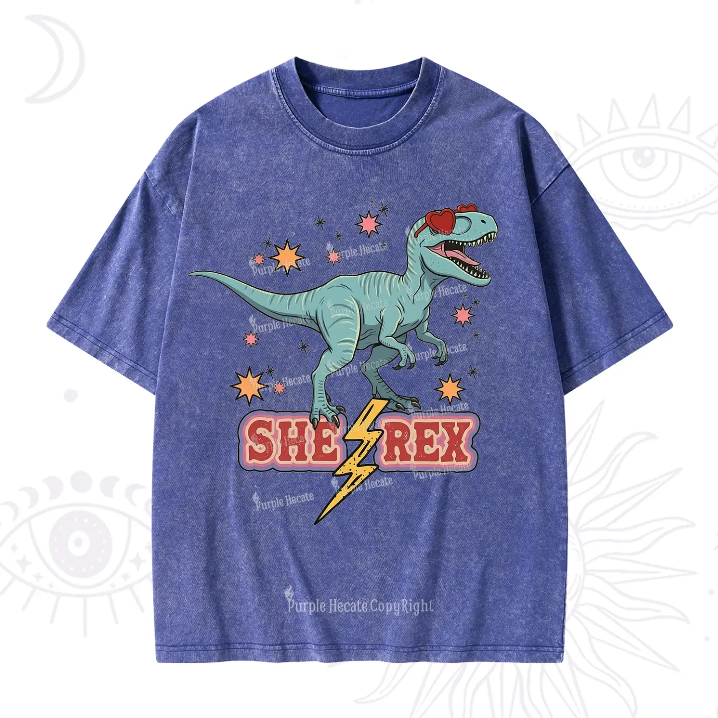 Purplehecate She Rex Dinosaur Washed T-Shirt
