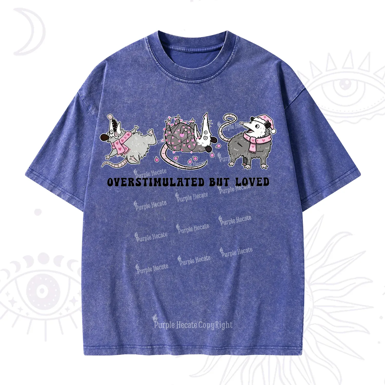 Purplehecate Overstimulated But Loved Valentine Washed T-Shirt