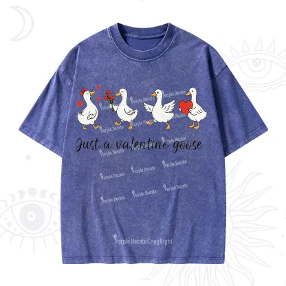 Purplehecate Just A Valentine Goose Valentine Washed T-Shirt