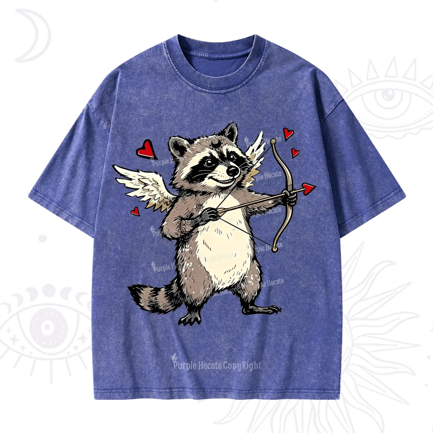 Purplehecate Cupid Raccoon Valentine Washed T-Shirt