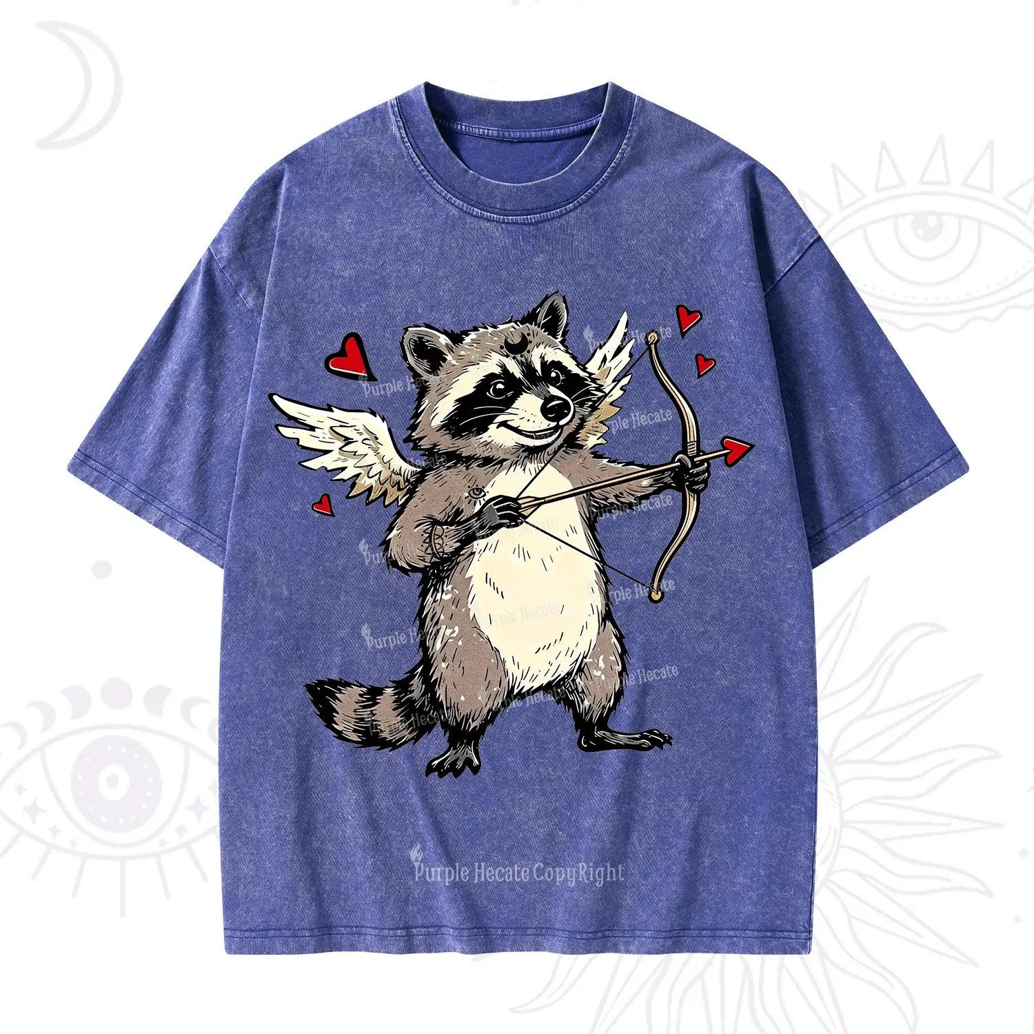 Purplehecate Cupid Raccoon Valentine Washed T-Shirt