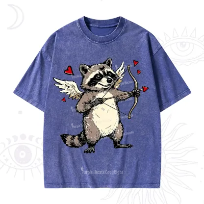 Purplehecate Cupid Raccoon Valentine Washed T-Shirt