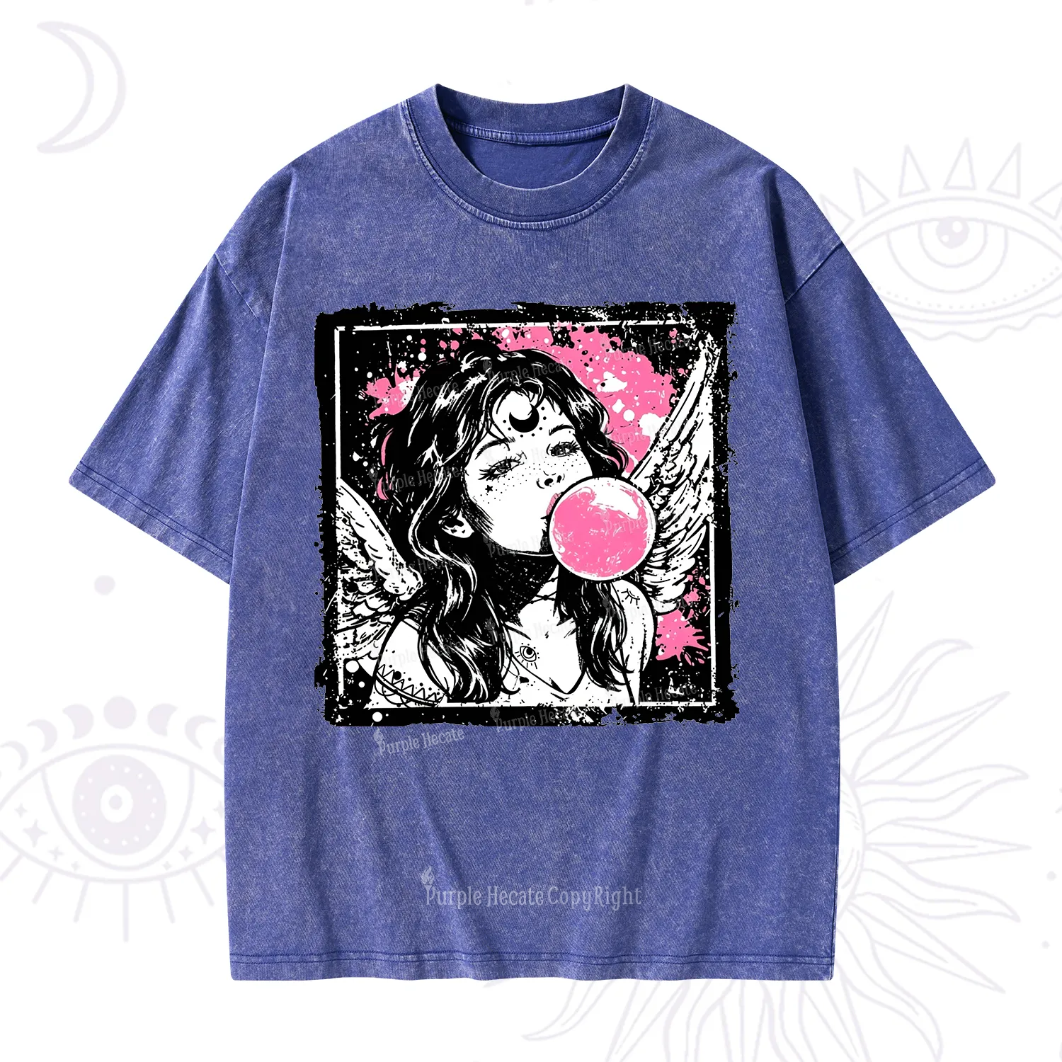 Purplehecate Grunge Angel with Bubblegum Washed T-Shirt