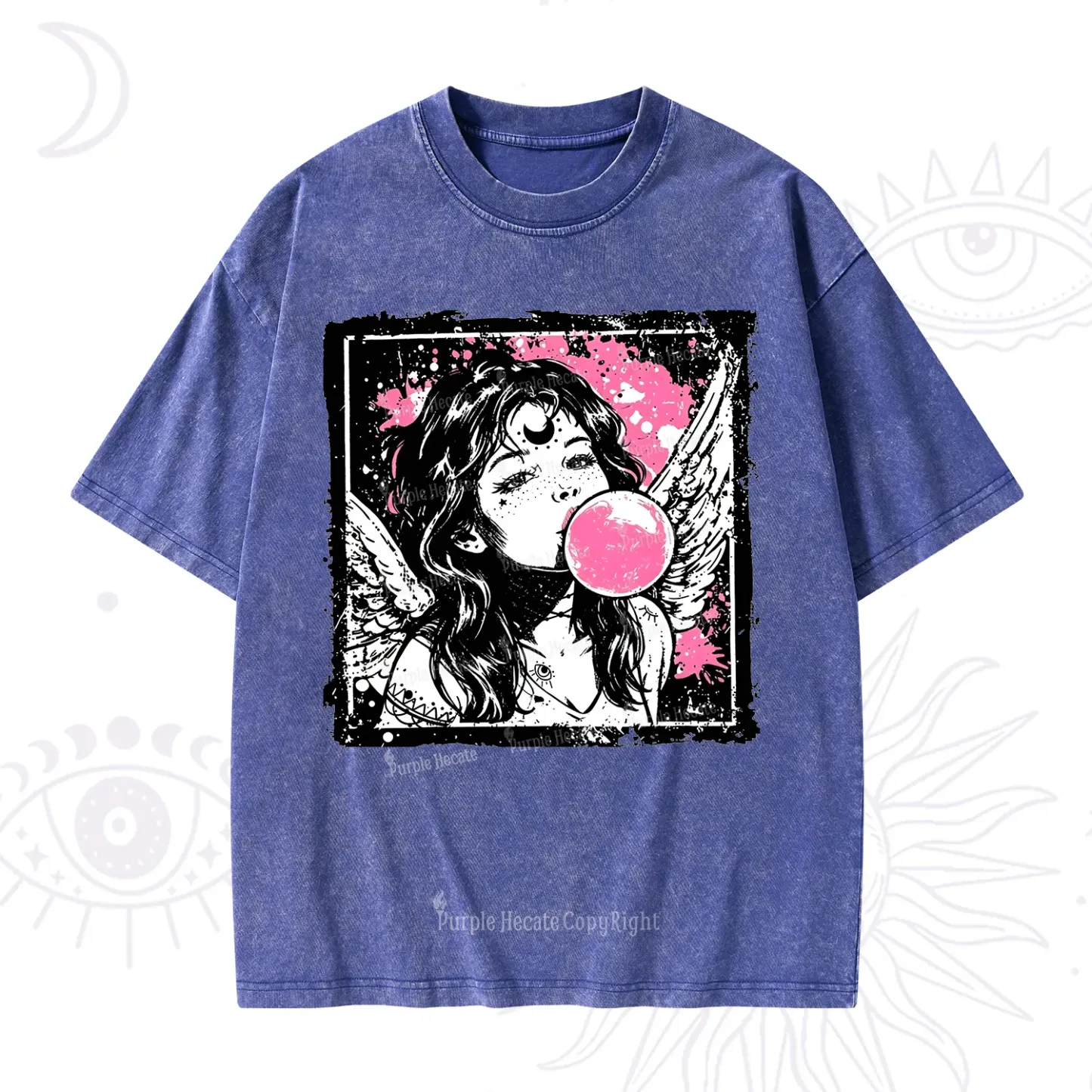 Purplehecate Grunge Angel with Bubblegum Washed T-Shirt