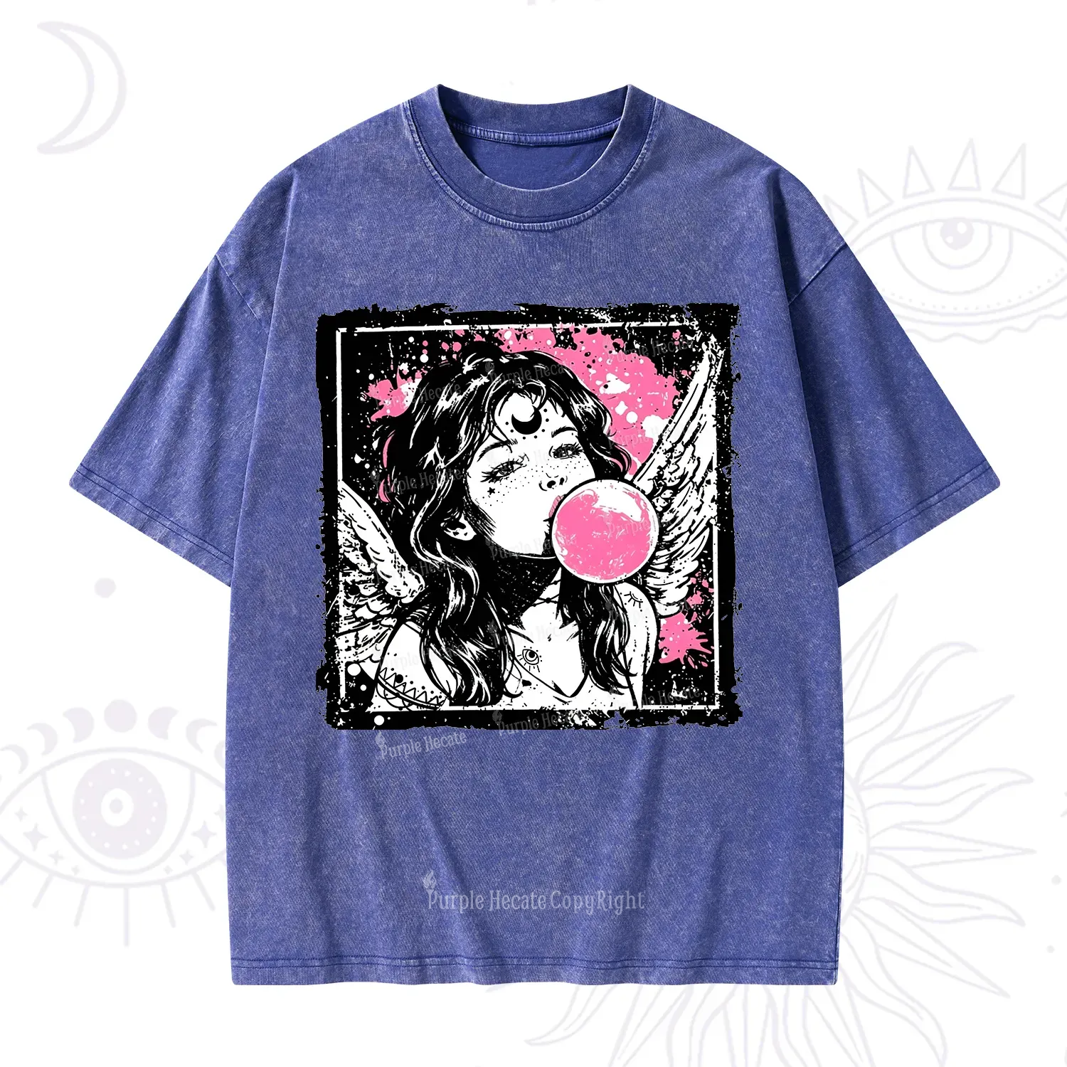 Purplehecate Grunge Angel with Bubblegum Washed T-Shirt