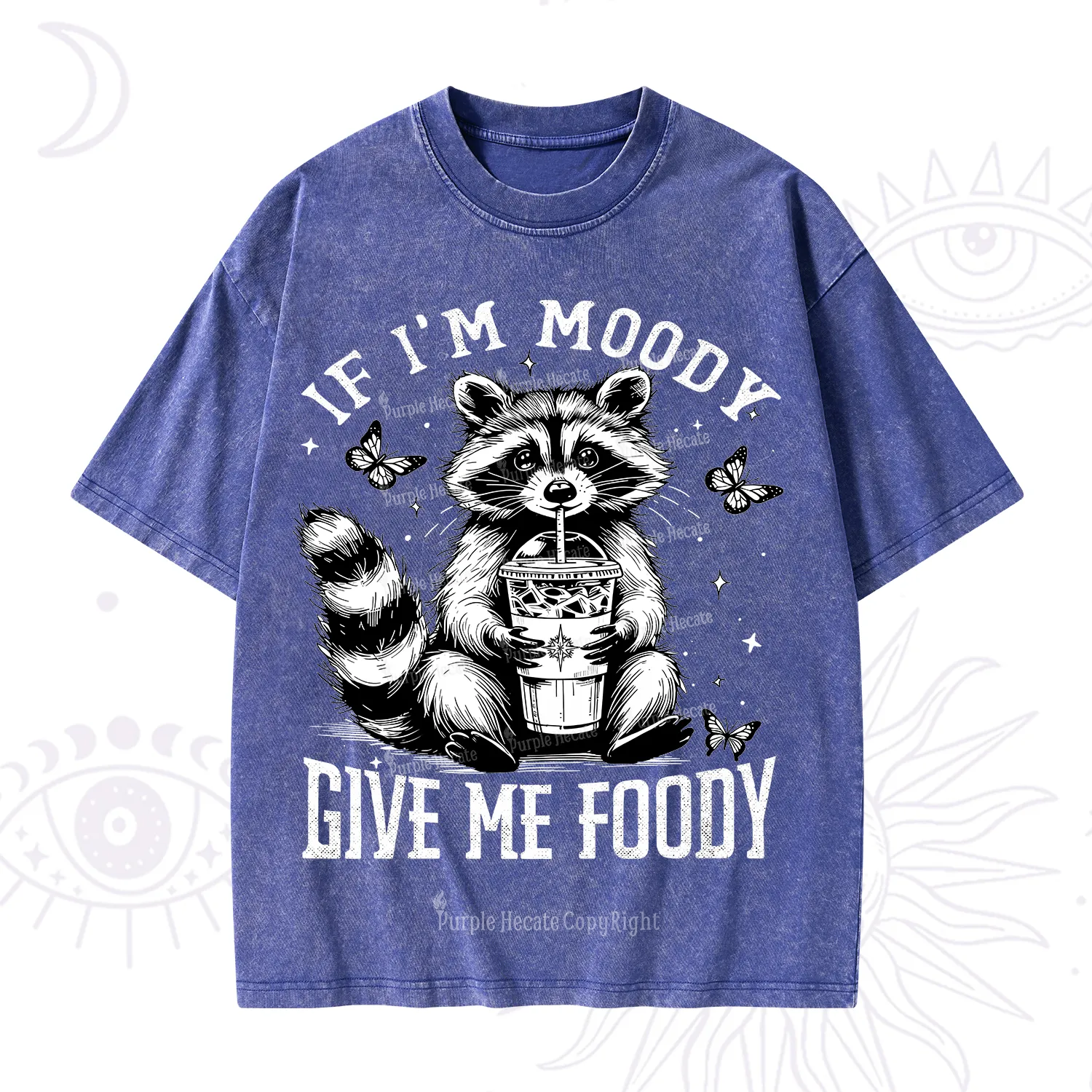 Purplehecate If I'm Moody Give Me Foody Washed T-Shirt