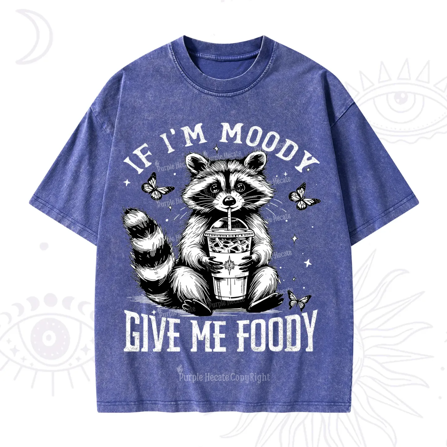 Purplehecate If I'm Moody Give Me Foody Washed T-Shirt