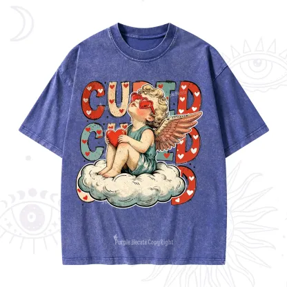 Purplehecate Retro Cupid Vibes Valentine Washed T-Shirt