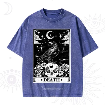 Purplehecate The Crow Death Tarot Washed T-Shirt