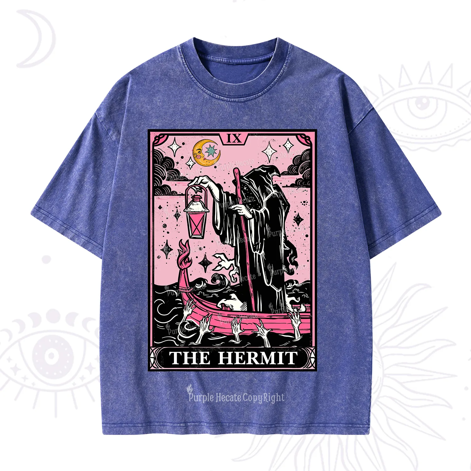 Purplehecate The Hermit Tarot Card Washed T-Shirt