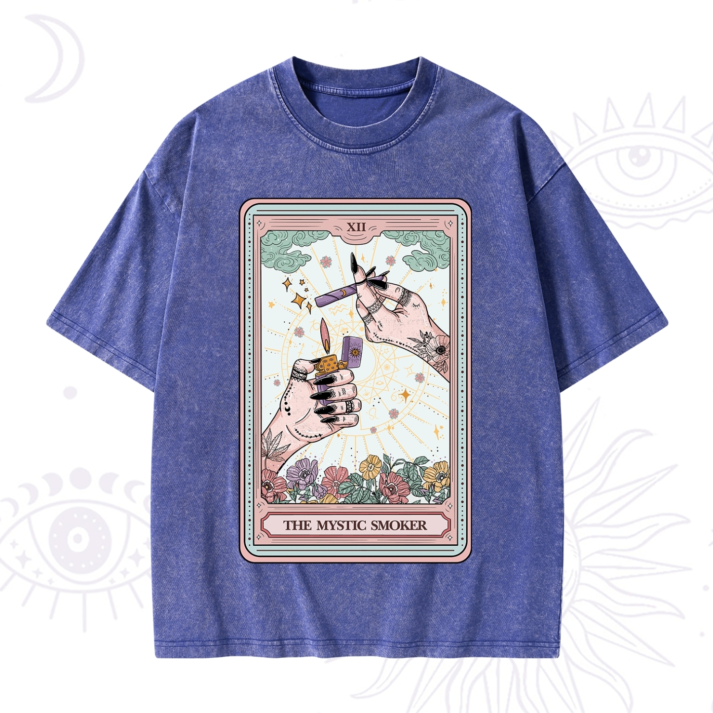 Purplehecate The Mystic Smoker Tarot Card Washed T-Shirt