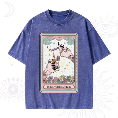 Purplehecate The Mystic Smoker Tarot Card Washed T-Shirt
