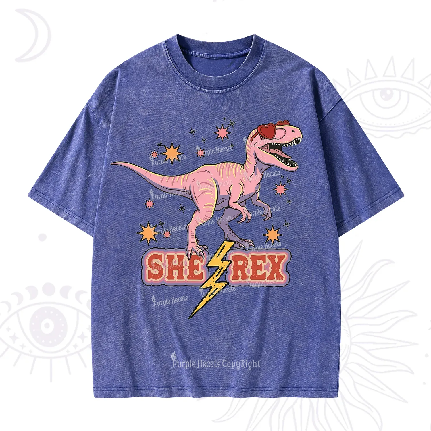 Purplehecate T Rex Dinosaur Girl Washed T-Shirt