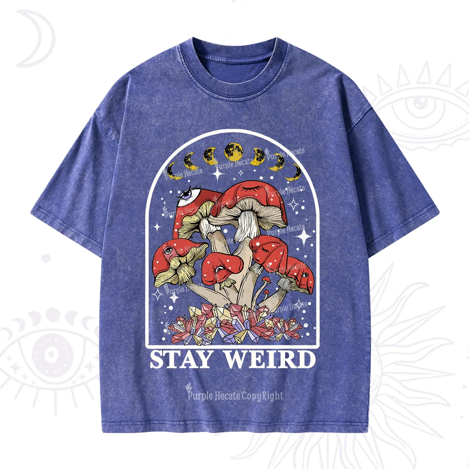 Purplehecate Stay Weird Mushroom Washed T-Shirt