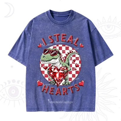 Purplehecate I Steal Hearts Valentine Washed T-Shirt