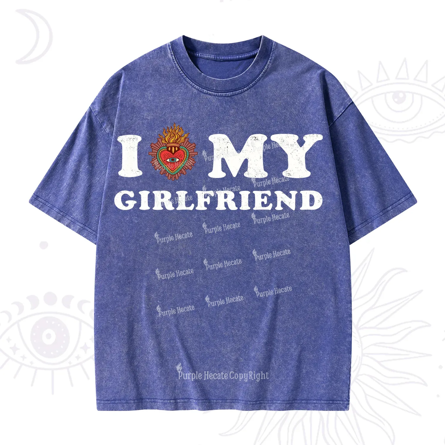 Purplehecate I Love My Girlfriend Valentine Washed T-Shirt