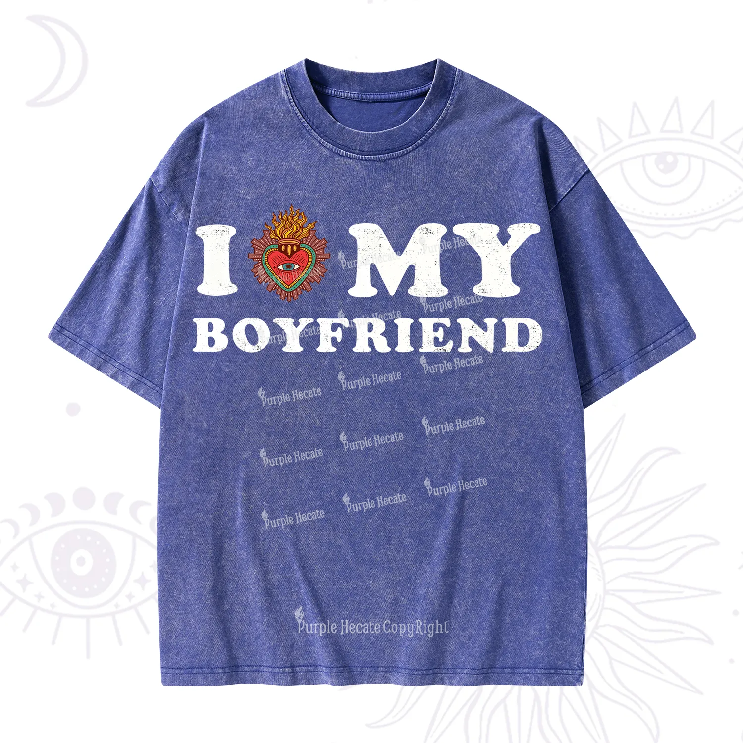 Purplehecate I Love My Boyfriend Valentine Washed T-Shirt