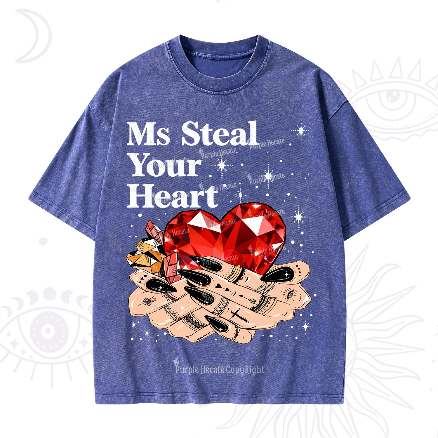 Purplehecate Ms Steal Your Heart Valentine Washed T-Shirt
