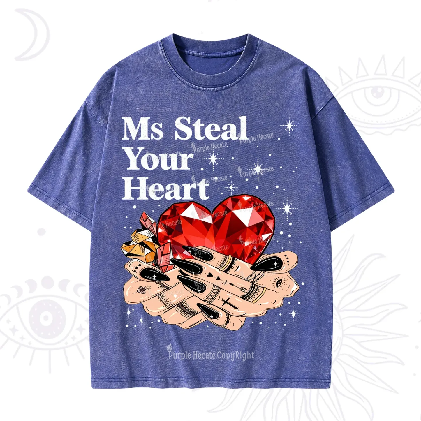 Purplehecate Ms Steal Your Heart Valentine Washed T-Shirt