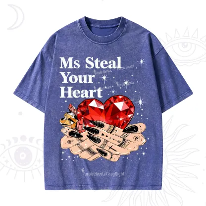 Purplehecate Ms Steal Your Heart Valentine Washed T-Shirt