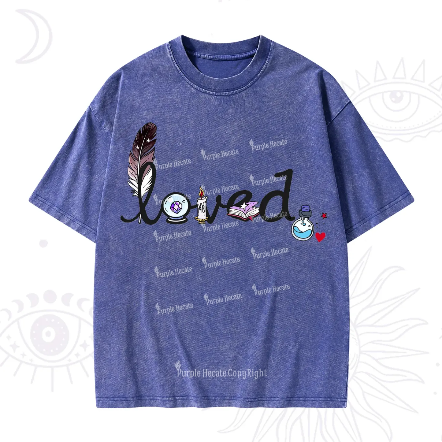 Purplehecate Magical Loved Valentine Washed T-Shirt