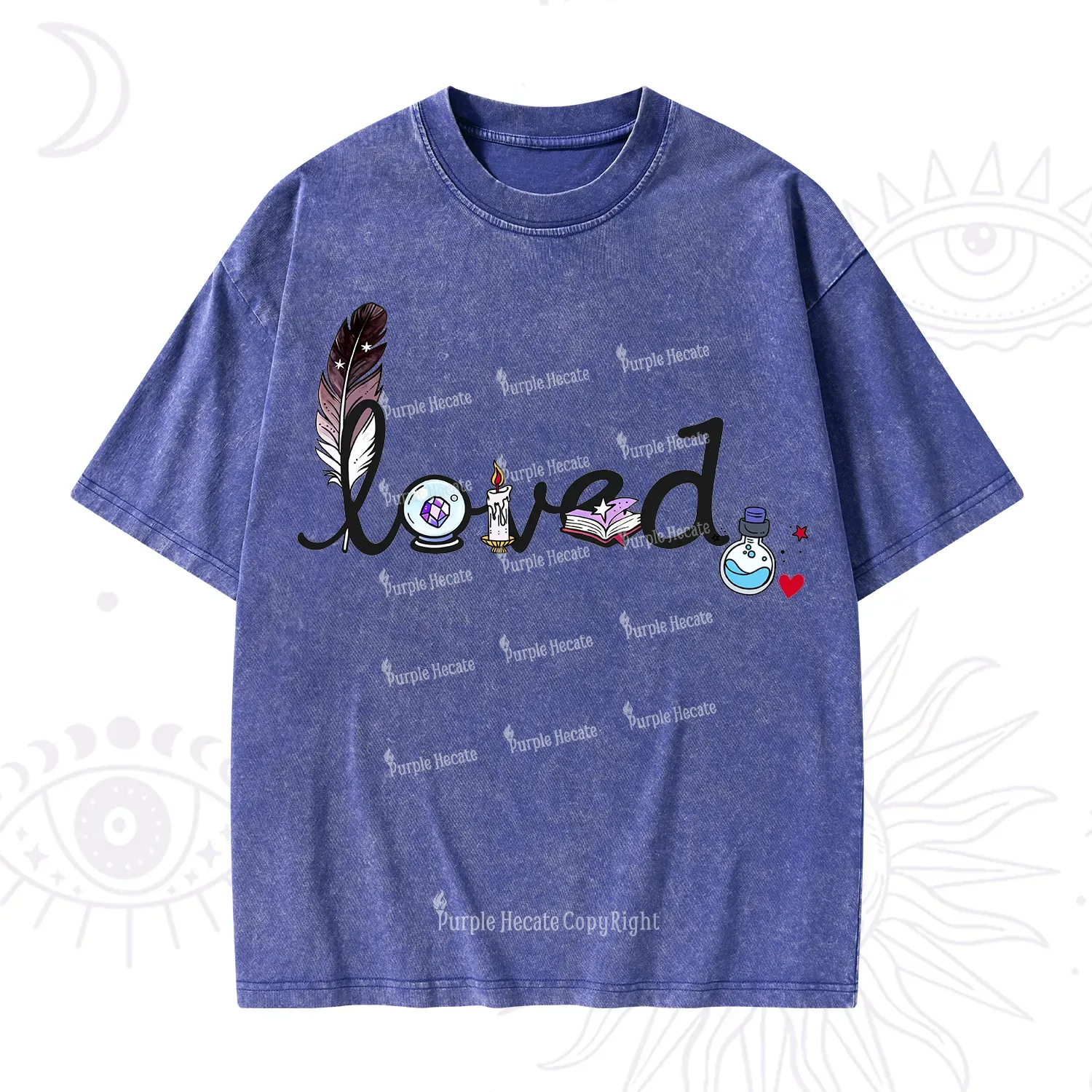 Purplehecate Magical Loved Valentine Washed T-Shirt