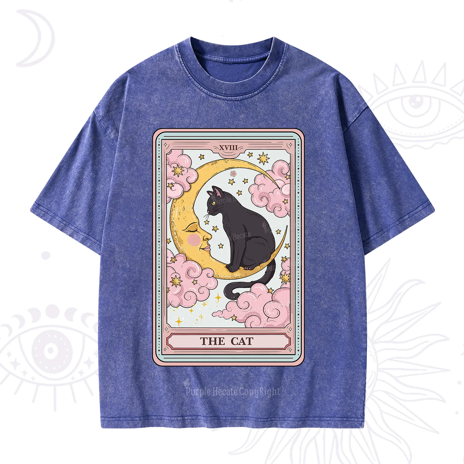 Purplehecate The Cat Tarot Card Washed T-Shirt