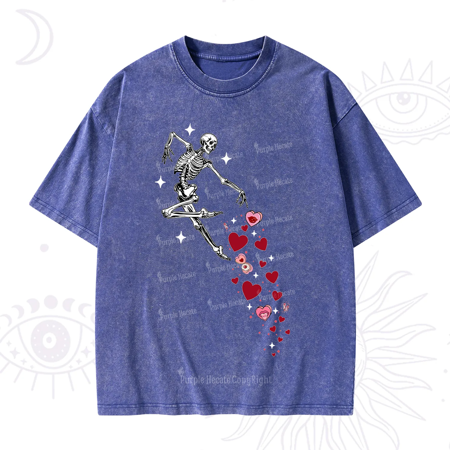 Purplehecate Dancing Skeleton of Love Valentine Washed T-Shirt
