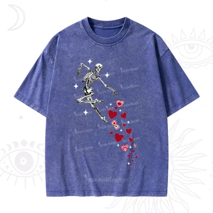 Purplehecate Dancing Skeleton of Love Valentine Washed T-Shirt