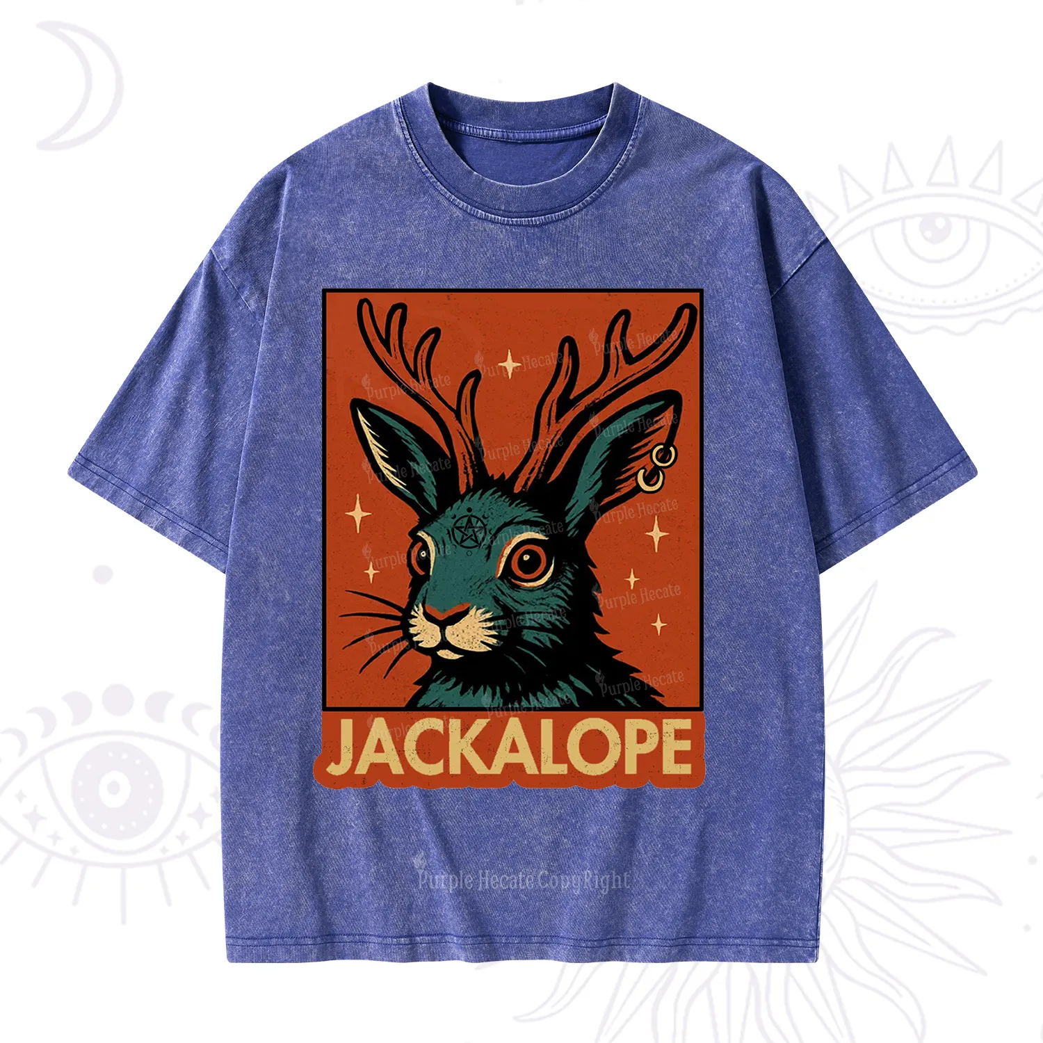 Purplehecate Funny Jackalope Washed T-Shirt