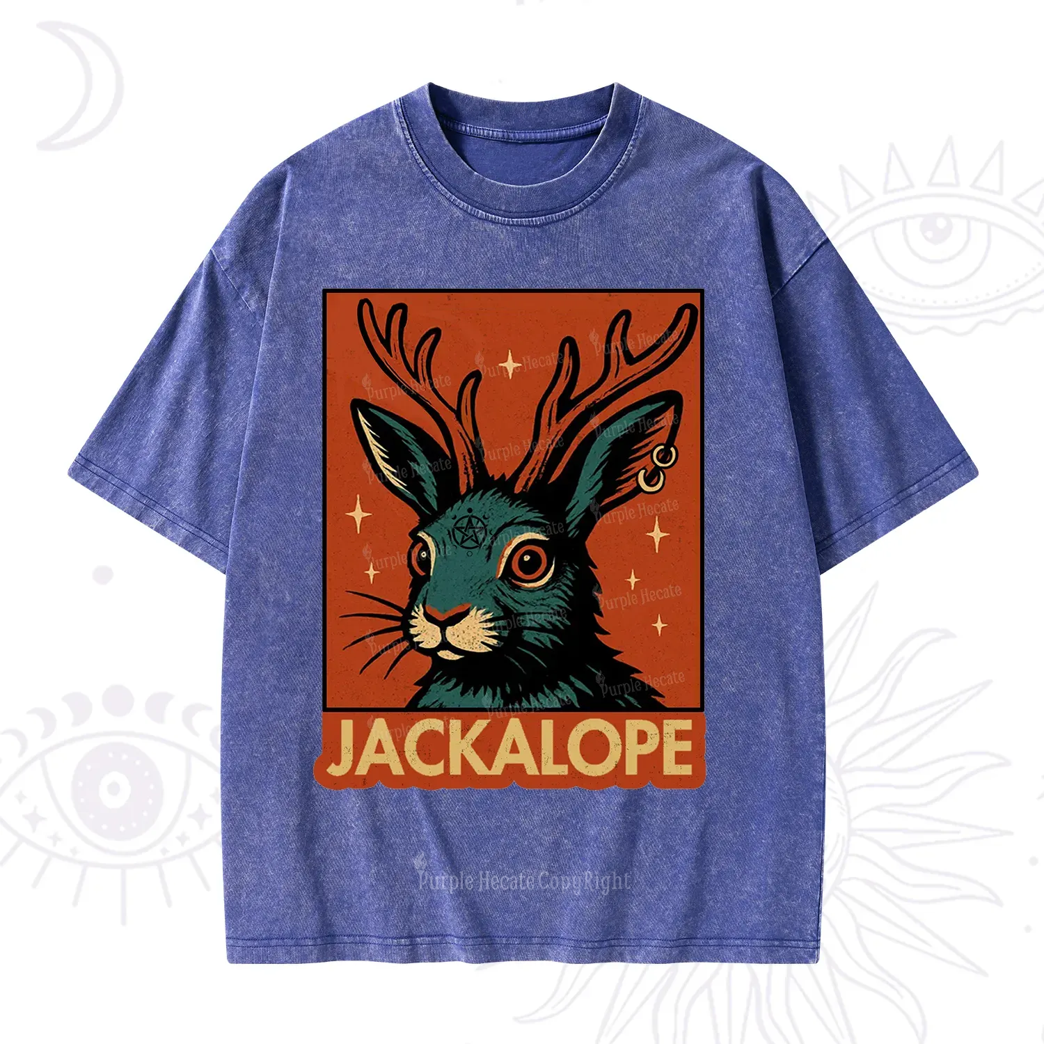 Purplehecate Funny Jackalope Washed T-Shirt
