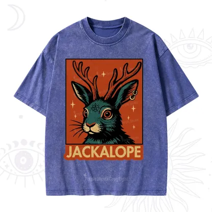 Purplehecate Funny Jackalope Washed T-Shirt